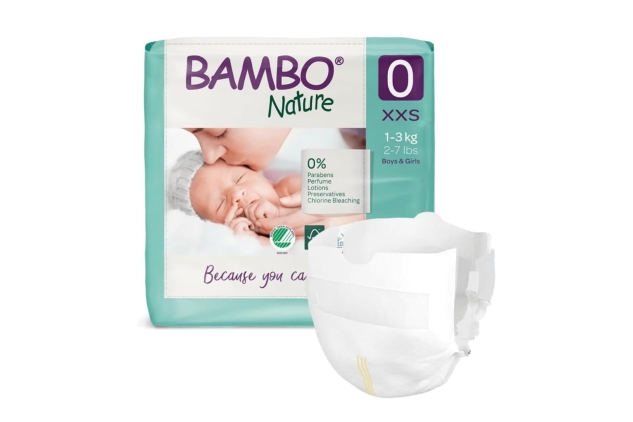 Bambo Nature Premium Eco Nappies, Premature Size 0 (2-7lb/1-3kg) Pack of 24, XXS