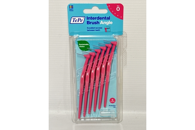 TePe Angled 0.4mm Pink Interdental Brushes - Pack of 6