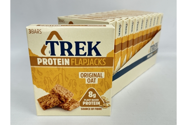 TREK High Protein Flapjack Original Oat Gluten Free Vegan Snack 36 X 40g | Best Before Date 16/05/2024