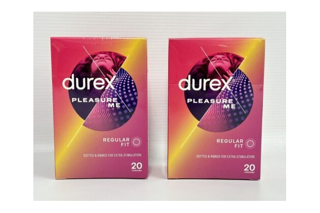 Durex Pleasure Me | Ribbed and Dotted Condoms (Pack of 40) Regular Fit