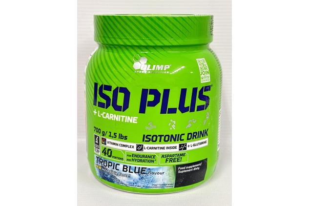 Olimp Sport Nutrition | Iso Plus Powder + L-Carnitine | Isotonic Drink | Tropic Blue Flavour | 700g 40 Servings