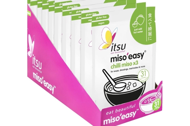 Itsu Chilli Miso Soup Sachets | Instant Miso'Easy Chilli Miso Paste | (Pack of 12 - 36 soups) | Gluten-Free Vegan | BEST BEFORE DATE 29/02/2024