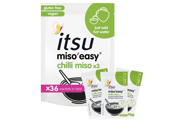 Itsu Chilli Miso Soup Sachets | Instant Miso'Easy Chilli Miso Paste | (Pack of 12 - 36 soups) | Gluten-Free Vegan | BEST BEFORE DATE 29/02/2024