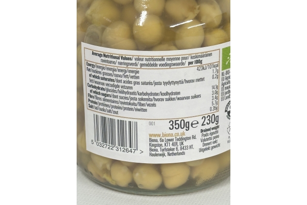 Biona Organic Chickpeas In Water 2 X 350g