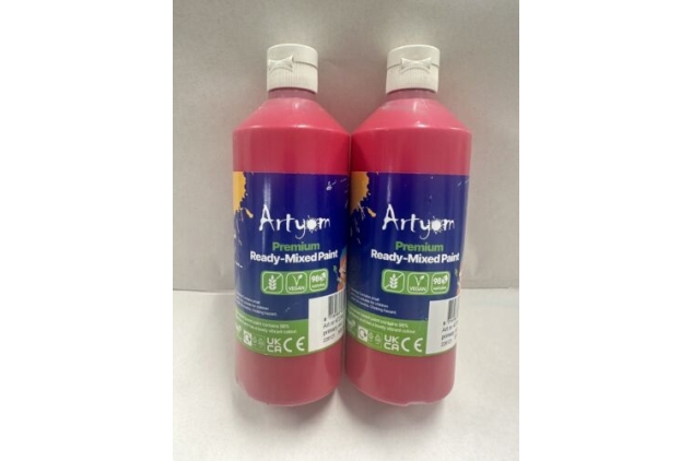 Artyom Premium Ready Mixed Paint Colour Primary Red 2 x 500ml