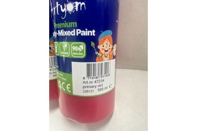 Artyom Premium Ready Mixed Paint Colour Primary Red 2 x 500ml