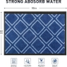 Door Mat 60 X 90CM Blue Crosshatch Design Super Absorbent Non-Slip Rubber Back