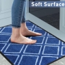 Door Mat 60 X 90CM Blue Crosshatch Design Super Absorbent Non-Slip Rubber Back