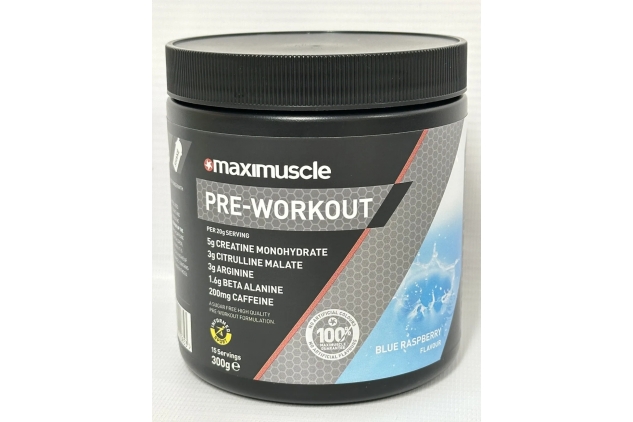 Maximuscle Pre-Workout Powder 15 Serve Blue Raspberry Creatine Monohydrate 300g | Best Before Date 29/03/2024