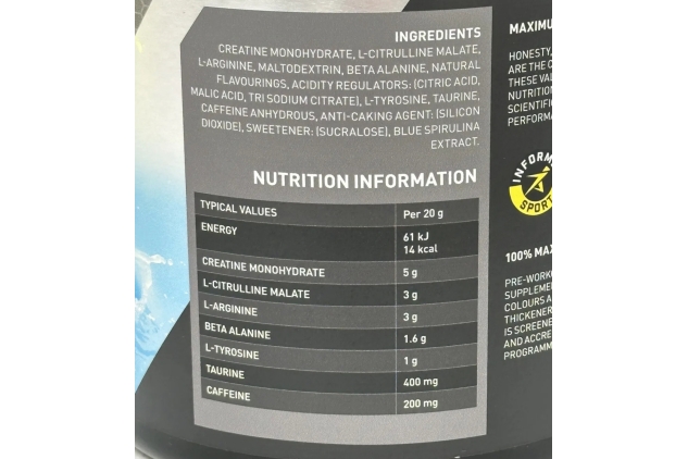 Maximuscle Pre-Workout Powder 15 Serve Blue Raspberry Creatine Monohydrate 300g | Best Before Date 29/03/2024