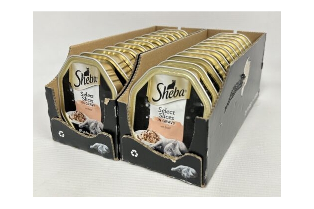 Sheba Select Slices Adult Cat Wet Food Trays Beef In Gravy 22 X 85g