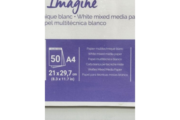 Canson Imagine A4 200g White Mixed Media Paper Pad, Light Grain 50 Sheets