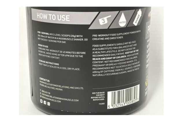 Maximuscle Pre-Workout Powder 30 Serve Blue Raspberry Creatine Monohydrate 600g | Best Before Date 29/03/2024