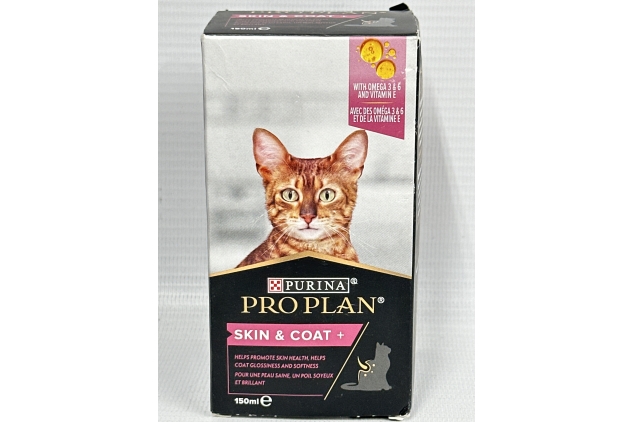 PRO PLAN Cat Skin and Coat Supplement | Skin health support, lustrous coat | with salmon oil, linseed oil, omega 3, omega 6, vitamin E | Adult and Senior cats |  Oil 150 ml​ | BEST BEFORE DATE 31/01/2024