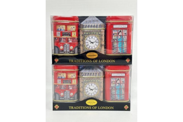 English Tea Mini Traditions Of London Triple Loose Tea Tin Gift Pack (Pack Of 2)