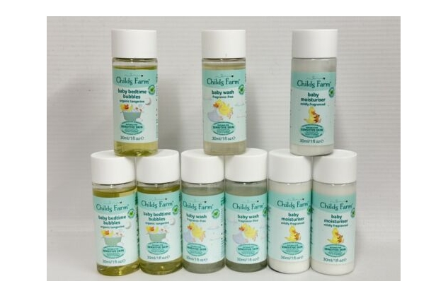 Childs Farm Travel Size Bottles Baby Wash, Bath Bubbles & Moisturiser 9 X 30ml