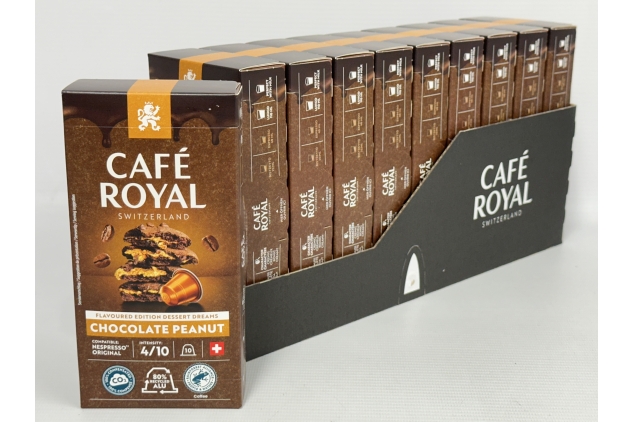 Cafe Royal Coffee Pods Flavoured Edition Dessert Dreams Chocolate Peanut 100 Capsules for Nespresso Coffee Machine - 4/10 Intensity - Aluminum Capsules | Best Before Date 30/09/2024