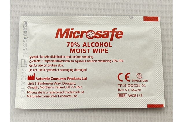 Microsafe 70% Alcohol Moist Wipes - Pack Of 1000 - Individually Wrapped