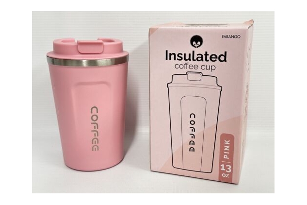 Insulated Coffee Cup Senelux Double Walled Stainless Steel Vacuum Mug 380ml Pink