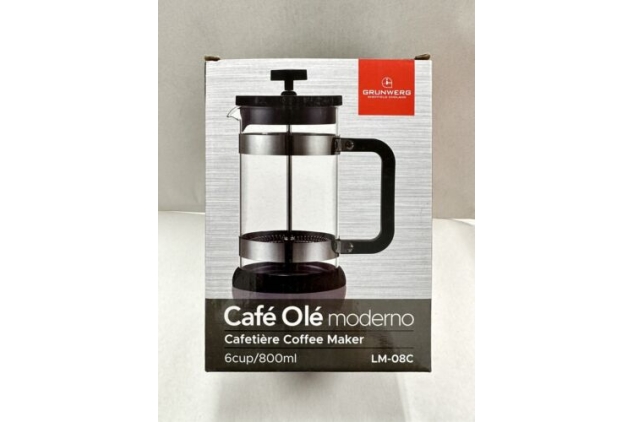 Cafe Ole LM-08C Moderno 800ml Cafetiere French Press Coffee Maker 6-Cup Black