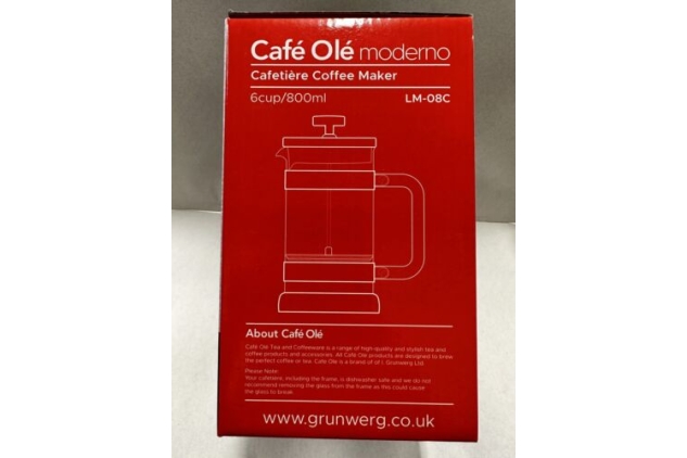 Cafe Ole LM-08C Moderno 800ml Cafetiere French Press Coffee Maker 6-Cup Black