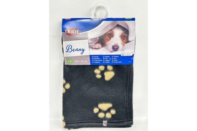 Trixie Beany Fleece Blanket, 100 X 70 cm, Black Dog Paw Print Pattern Size S-M