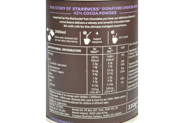 Starbucks Signature Hot Chocolate Powder Tins 6 X 330g | 96 Servings Total | Best Before Date 31/08/2024