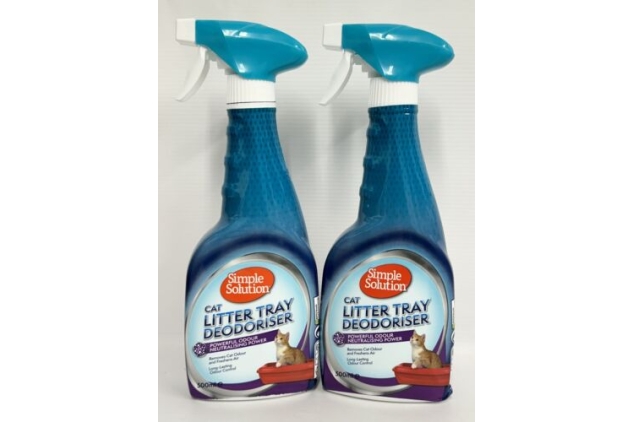 Simple Solution Cat Litter Tray Odour Deodoriser Eliminator Spray 2 X 500ml