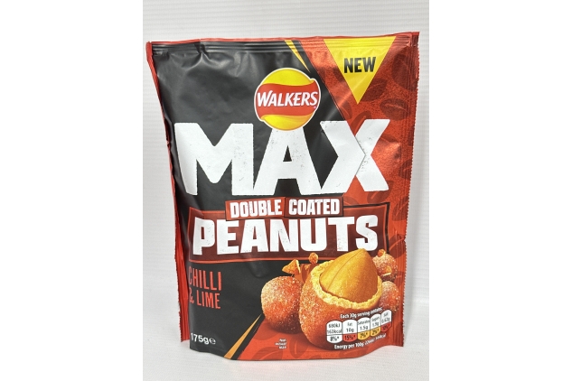 Walkers Max Double Coated Peanut Nuts Chilli & Lime Flavour 175g (Case of 8) Best Before Date 16/03/2024