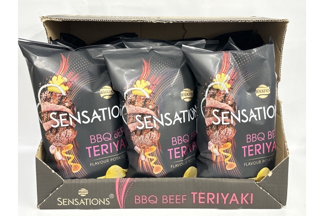 Walkers Sensations BBQ Beef Teriyaki Sharing Bag Crisps 150g | Case Of 9 | Best Before Date 09/03/2024