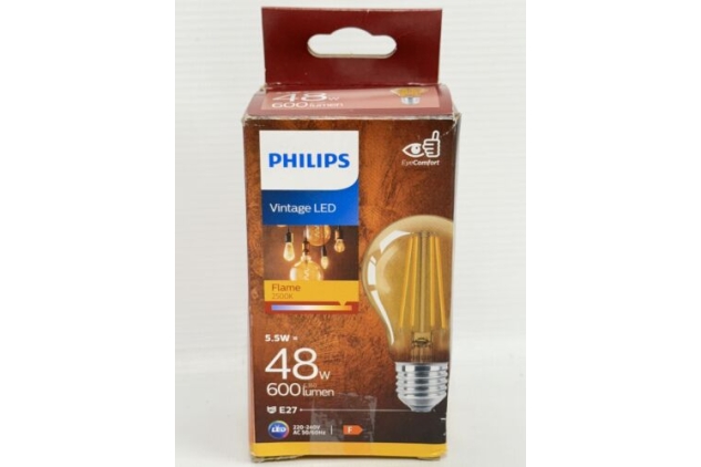 Philips LED Premium Classic A60 Gold Light Bulb[E27 Edison Screw]48W, Warm 600Lu