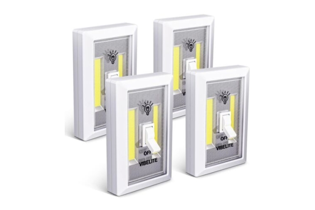 COB LED Light Switch Super Bright Portable Battery Operated No Wires | 4 Pack