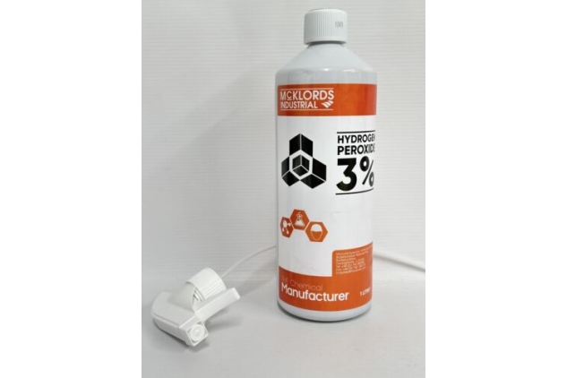 McKLords Hydrogen Peroxide 3%, 1 Litre Trigger Spray Bottle