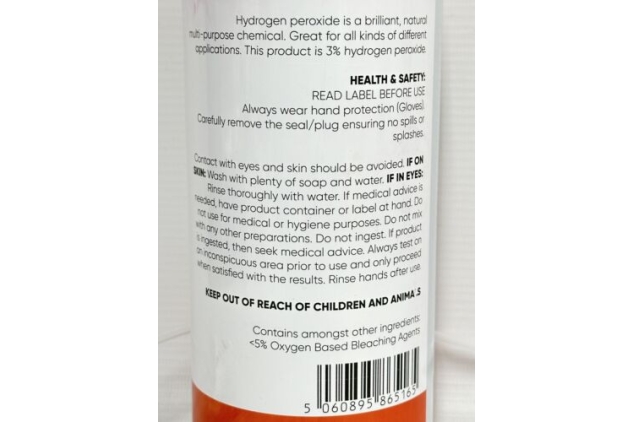 McKLords Hydrogen Peroxide 3%, 1 Litre Trigger Spray Bottle