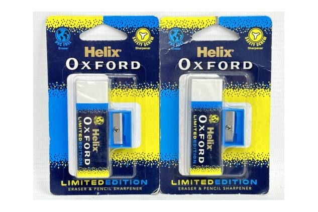 Oxford Eraser & Pencil Sharpener Blue Set Helix | Pack Of 2 | Back To School