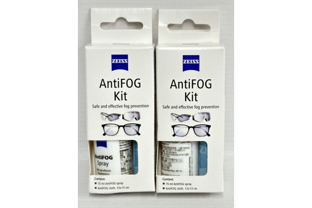 ZEISS AntiFOG Kit De-Misting Treatment for Glasses Spectacles 15ml Spray 2 Pack