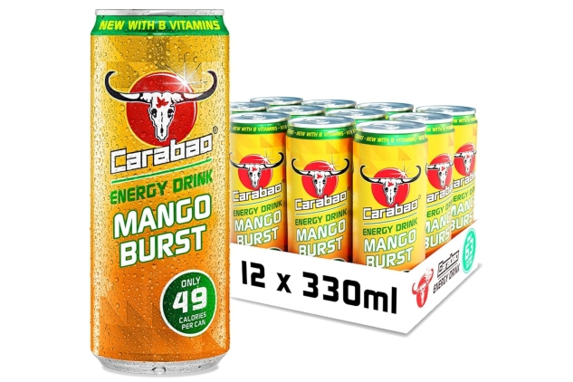 Carabao Energy Drink Mango Burst Flavour 12 X 330ml Cans Low Calorie