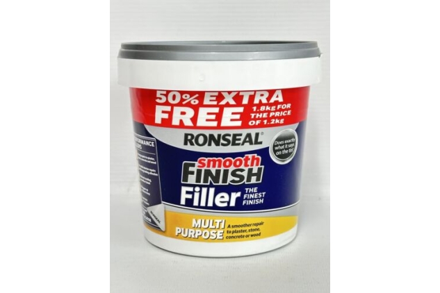 Ronseal 36546 Multi Purpose Wall Filler, Smooth Finish White 2 X 1.8kg = 3.6kg