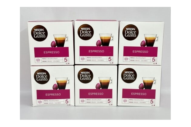 Nescafe Dolce Gusto Coffee Pods Espresso | 6 Boxes | 96 Drinks Servings | BBE 31/08/2024