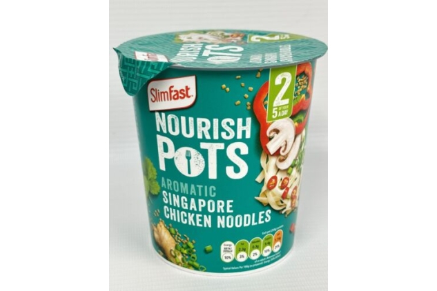 SlimFast Nourish Pots 8-Pack Aromatic Singapore Chicken Noodles Meal Replacement | Best Before Date 28/05/2024