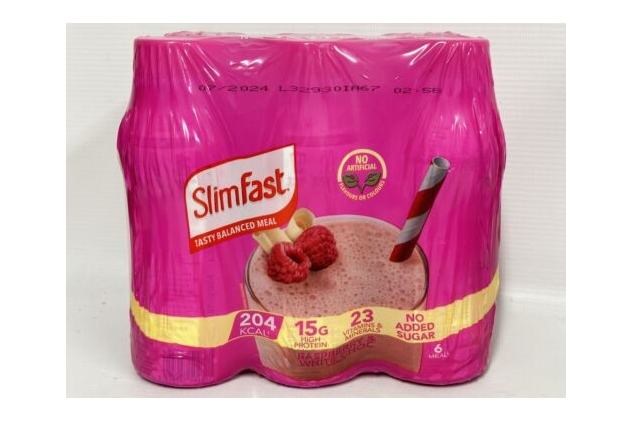 SlimFast Meal Replacement Ready To Drink Shake Raspberry & White Choc 24 X 325ml | BBE 31/07/2024