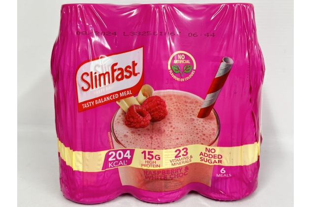 SlimFast Meal Replacement Ready To Drink Shake Raspberry & White Choc 24 X 325ml | BEST BEFORE DATE 31/08/2024