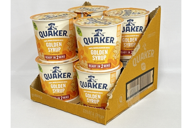 Quaker Oat So Simple Golden Syrup Porridge Pots, 57 g (Pack of 8) Best Before Date 27/07/2024