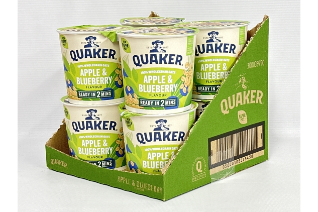 Quaker Oat So Simple Apple and Blueberry Porridge Pots, 57 g, Pack of 8 | Best Before Date 13/07/2024