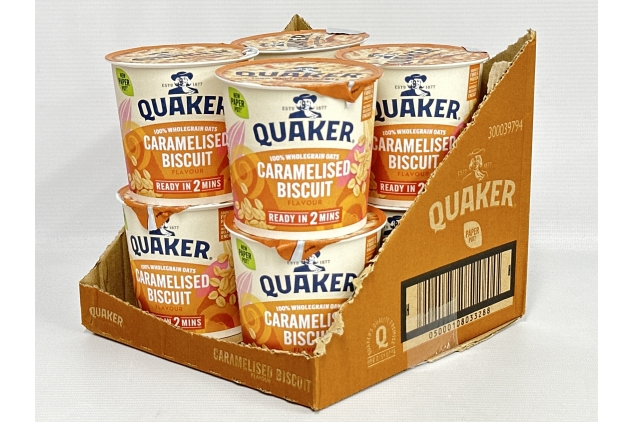 Quaker Oat So Simple | Caramelised Biscuits Porridge Pots, 57 g, Pack of 8 | Best Before Date 13/07/2024