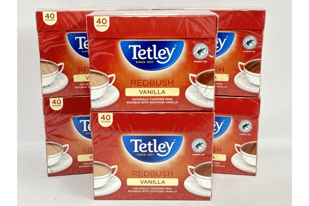 Tetley Redbush VANILLA Tea, Pack of 6, 240 Tea Bags Total