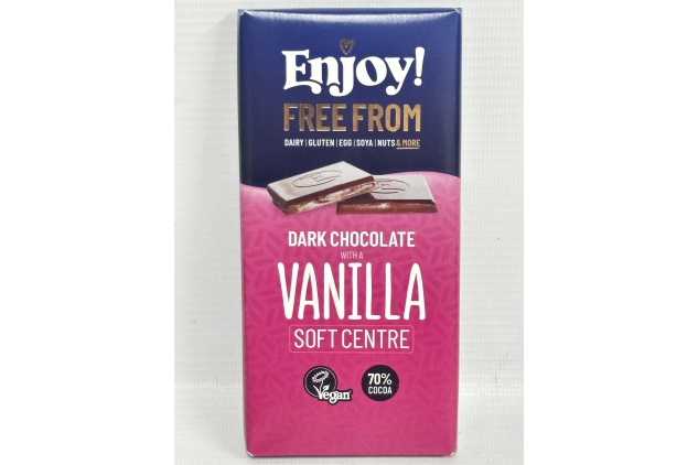 Enjoy Vanilla Soft Centre Filled Dark Chocolate Bar 12 X 70g | Best Before Date 06/07/2024