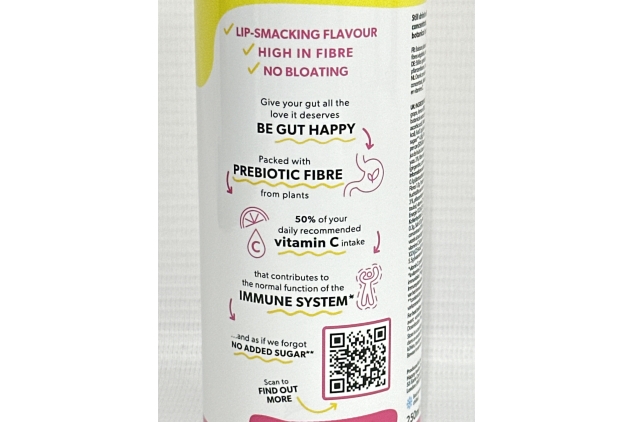 Happy Inside Gut Health Drink, Prebiotic, Natural Ingredients, No Fizz, Vegan, No Added Sugar, High Fibre, Immunity, Lemon, Yuzu & Ginger Flavour, 12 Cans x 250ml