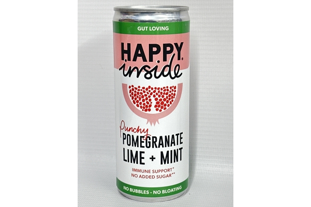 Happy Inside Gut Health Drink, Prebiotic, Natural Ingredients, No Fizz, Vegan, No Added Sugar, High Fibre, Immunity, Pomegranate, Lime & Mint, 250 ml (Pack Of 12)