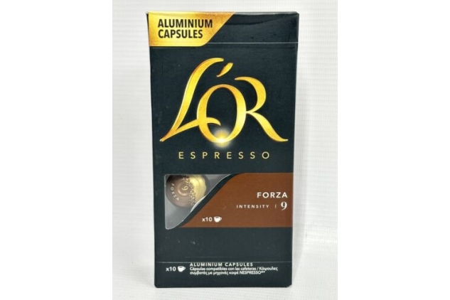 L'OR 100 Nespresso* Compatible Capsules Forza (10 Packs, 100 Coffee Pods Total)